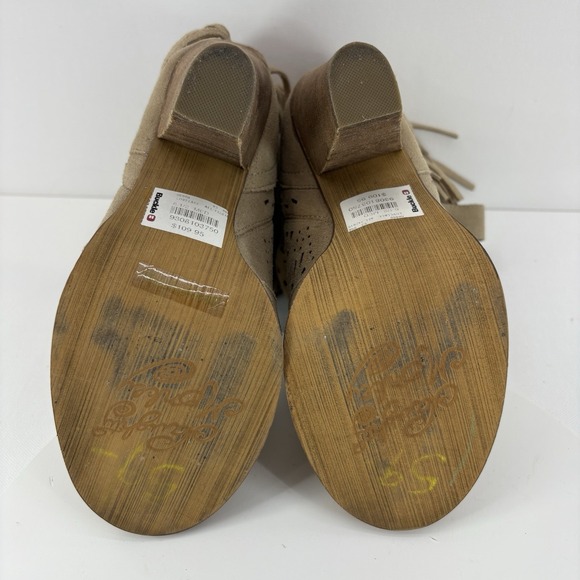 Naughty Monkey Fringe Love Lace Ankle Boots Women's Size 6.5 Leather‎ Camel Tan - Picture 9 of 10
